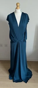 YVES SAINT LAURENT SS12 INDIGO AQUA JERSEY SLEEVELESS STRETCH DRESS SIZE 44 - Foto 1 di 8