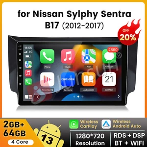 For Nissan Sentra Sylphy 2012-2017 Android 13 CarPlay Car Stereo Radio GPS WIFI - Picture 1 of 17