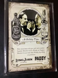 Blechschild 20x30 LONG JOHN Scotch & Paddy Whisky, Reklame, neuwertig, selten K1 - Picture 1 of 1