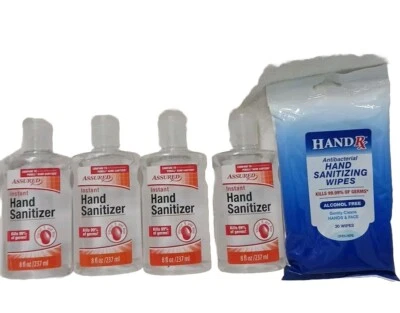 SET 4 Gel Desinfectante de Manos con Aloe VitE ea 8oz + Paquete de 30 Artículos de Almacenamiento Limpios a Mano Foto 1 de 4