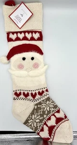 POTTERY BARN KIDS CLASSIC FAIR ISLE SANTA FACE CHRISTMAS STOCKING NEW NO MONO - Picture 1 of 2