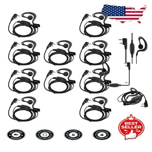 Comfortable Minimalist Walkie Talkie Earpiece with Adjustable Earhook - 10 Pack - Picture 1 of 11