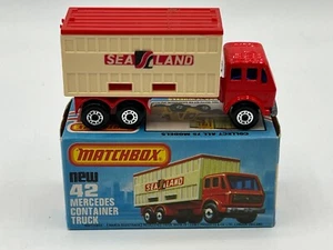 Vintage Matchbox 75 Superfast No.42e Mercedes Container Truck Boxed Very Good - Picture 1 of 15