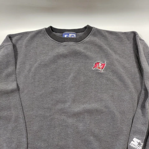 Vintage STARTER Tampa Bay BUCS Sweatshirt Gray Crew Neck BUCCANEERS XL Cover