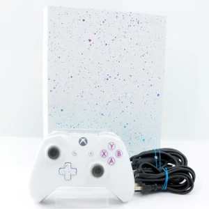 MICROSOFT XBOX ONE X 1TB CONSOLE GAMING SYSTEM WHITE 1787 COTROLLER CORDS - Picture 1 of 11