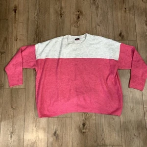 Vince Camuto Woman’s Sweater Pink Gray Size XL Boxy - Picture 1 of 6