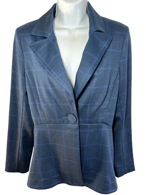 Blazer CABI Sunset Kiss TALLA 4 Azul Marino Ventana Cuadros Plisado Espalda Chaqueta Carrera Foto 1 de 4