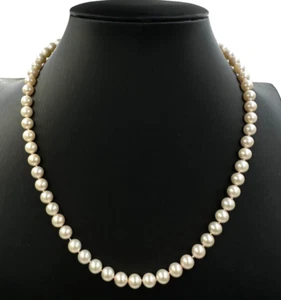 COLLANA DI PERLE COLTIVATE 6mm CON CHIUSURA IN ORO MASSICCIO 18K MADE IN ITALY - Foto 1 di 11