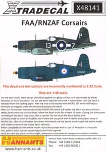 Xtradecal 48141 1:48 Vought F4U-1 Corsair II/Goodyear FG-1D - Picture 1 of 4