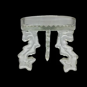 Pressed Glass Clear 3-Footed Candle Holder Plant Stand Flourish Feet Vintage - Picture 1 of 16