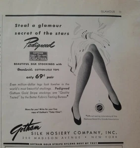 1940 Gotham pedigreed gold stripe women's Hosiery stockings legs vintage ad - Picture 1 of 1