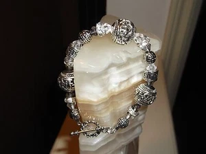 Women Handmade 7 3/4" 14 mm Japanese good luck bead Crystal Bracelet - Picture 1 of 8
