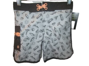 Art Class Boys' Printed Board Swim Trunks Shorts Beach Sun Skull Gray 4 New - Picture 1 of 3