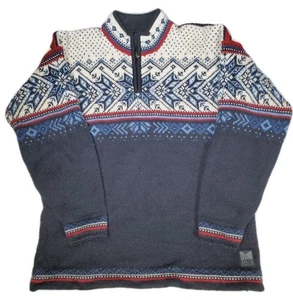 Dale of Norway Vail Pullover Norweger Wolle Midnightnavy Redrose Offwhite Herren L - Bild 1 von 11