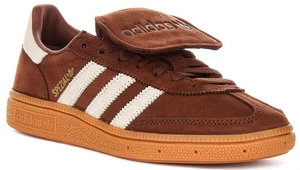Adidas Balonmano Spezia Suela de Goma Edredón Nubuk Niño Zapato Marrón Blanco UK - Imagen 1 de 7