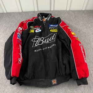 Chase Authentics Budweiser Jacket Mens Large Black Red Racing NASCAR Coat - Picture 1 of 19