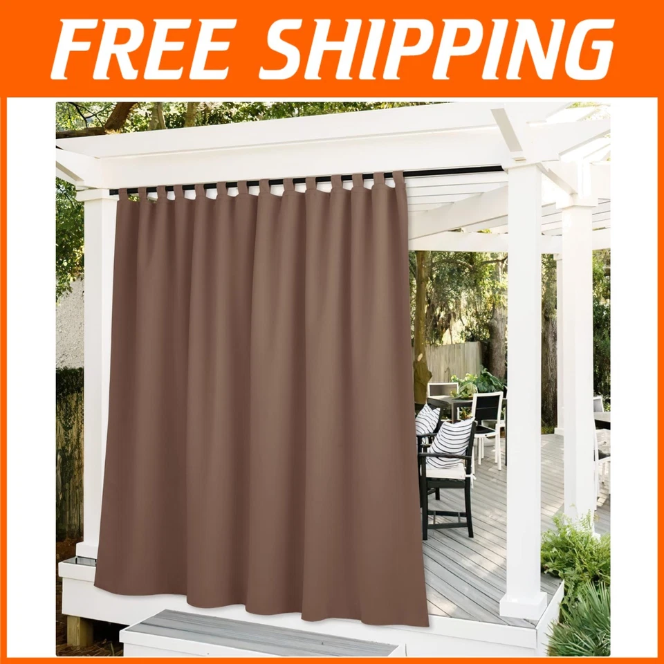 Privacy Screen Porch Curtains - 100" Wide x 108" Long, Mocha - Image 1 of 4