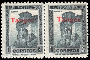 Tánger - Edi ** 124 hcc Pareja - 1939 - Habilitado - Error color habilitación - Imagen 1 de 1