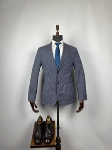 Toller Hugo Boss Herren Blazer Sakko ungefüttert gestreift blau weiß Größe US 38R EU 48 - Bild 1 von 13