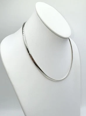 "Collar de cadena Omega de plata de ley muy grande 4 mm x 18"" cierre de langosta Italia 20,99 gramos" Foto 1 de 4