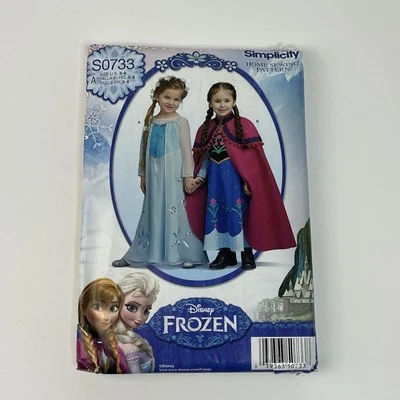 Disfraz de Elsa & Anna patrón sin cortar S0733 Disney vestido congelado capa niñas talla 3-8 Foto 1 de 2