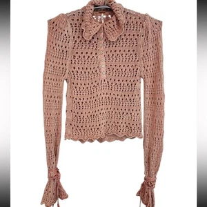 Free People Pointelle Pullover Maglione Rosa - Foto 1 di 9