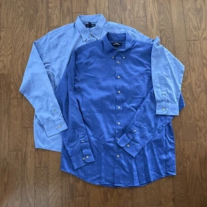 Lands End Outfitters 2 blaue Button-Down-Hemden Herren Größe XL TALL maßgeschneiderte Passform   - Bild 1 von 12