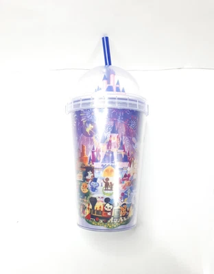 Disney Parks Fantasyland Castle Tumbler with Straw by Joey Chou - 14oz - Rare GC - Image 1 of 4