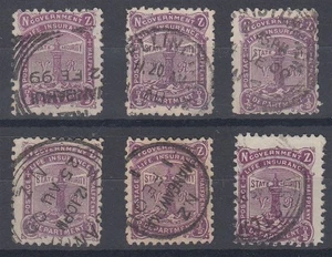 NEW ZEALAND 1898 LIFE INSURANCE ½d. PURPLE THIN COARSE (x6) USED (ID:061/D65810) - Picture 1 of 1