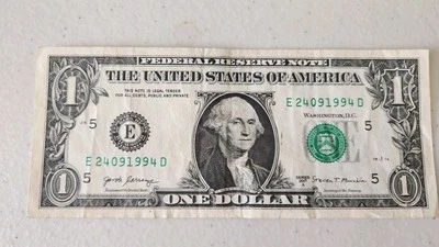 (SEPT 24 1994) BIRTHDAY/ANNIVERSARY NOTE FANCY SERIAL NUMBER $1 ONE DOLLAR BILL - Image 1 of 2
