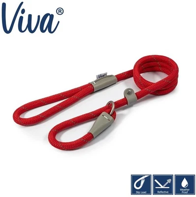 Светоотражающий красный поводок для щенка собаки Ancol Viva Rope Slip 1,2 x 10 мм  - Изображение 1 из 4