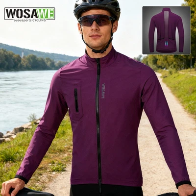 WOSAWE Cycling Jacket Lightweight Racing Men's YKK Full Zipper Wind Coat Running - Image 1 of 4