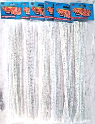 NEW 6 PACKAGES 72 Chenille Tinsel Stems Pipe Cleaner 12” Craft - Image 1 of 2