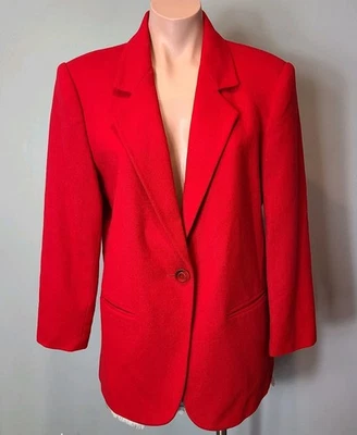 Vintage Sag Harbor Red Wool Blazer Womens Size 6 Holiday Jacket Old Money - Image 1 of 4