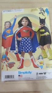 Simplicity Costume Wonder Woman, Super Girl, Bat Girl Child Sz 3-8 New R11656A - Picture 1 of 2