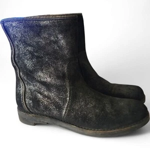 Eileen Fisher Wildleder Stiefeletten schwarz Metallic-Detail Reißverschluss hinten schwarz Größe 7 - Bild 1 von 9