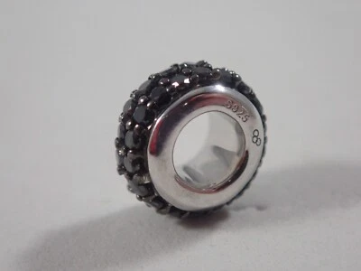 LINKS OF LONDON STERLING SILVER SWEETIE BRACELET ROUND BEAD w/ BLACK DIAMONDS - Image 1 of 4