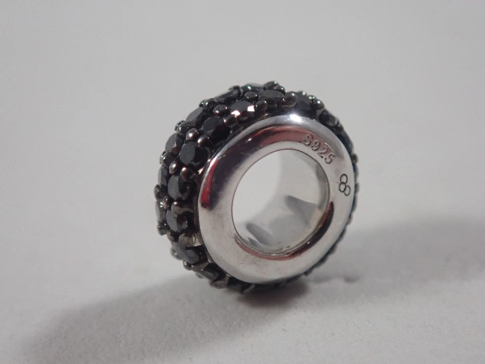 LINKS OF LONDON STERLING SILVER SWEETIE BRACELET ROUND BEAD w/ BLACK DIAMONDS - Image 1 of 4