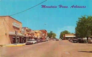 Main St. Morgan Drug Vtg Cars Street Scene Mountain Home,AR Vtg 1967 Postcard - Picture 1 of 2
