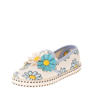MONNALISA ♥ schönste Slipper mit 3D-Blumen weiß-blau ♥ Gr.38 ♥NEU - Immagine 1 di 4