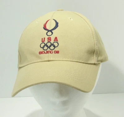 Beijing Olympics 2008 Team USA Adjustable Baseball Cap Unisex Beige - Image 1 of 4