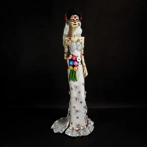 CATRINA BRIDE Figure Clay Skeleton Day of the Dead Handmade Mexican Folk Art - Picture 1 of 23