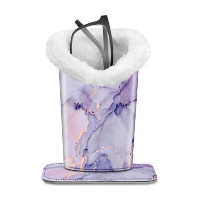 Estuche protector de cuero vegano con soporte para gafas forrado de felpa Foto 1 de 4