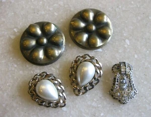 Lote de Colección Clips de Zapatos de Vestir Antiguos/MUSI, Perlas Imitadas, Flores de Metal, Estrás - Imagen 1 de 8