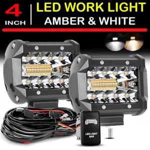 4INCH 800W Amber LED Fog Work Light Bar Pod Spot Flood Combo Driving OffRoad ATV - Bild 1 von 12