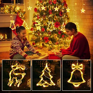LED Schneeflocke Lichterkette Lichtervorhang Fenster Weihnachten Party Hochzeit Deko - Bild 1 von 12