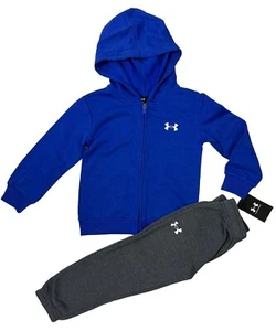 Under Armour NWT Boys Size 4 Sweat Outfit Zipper Hoodie Jogger Royal Blue Grey - Picture 1 of 6