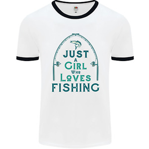 Just a Girl Who Loves Fishing Fisherwoman Mens Ringer T-Shirt