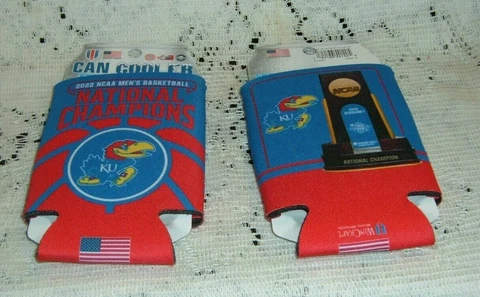 UNIVERSITY OF KANSAS 2022 NATIONAL CHAMPIONSHIP  SET/TWO CAN COOLER TWO SIDED Cover