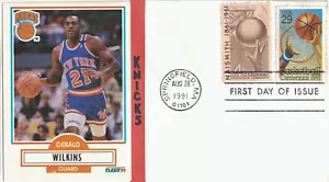 1991 Basketball FDC w Knicks Gerald Wilkins Fleer Sports Card Cachet; Sc. #2560 - Picture 1 of 1